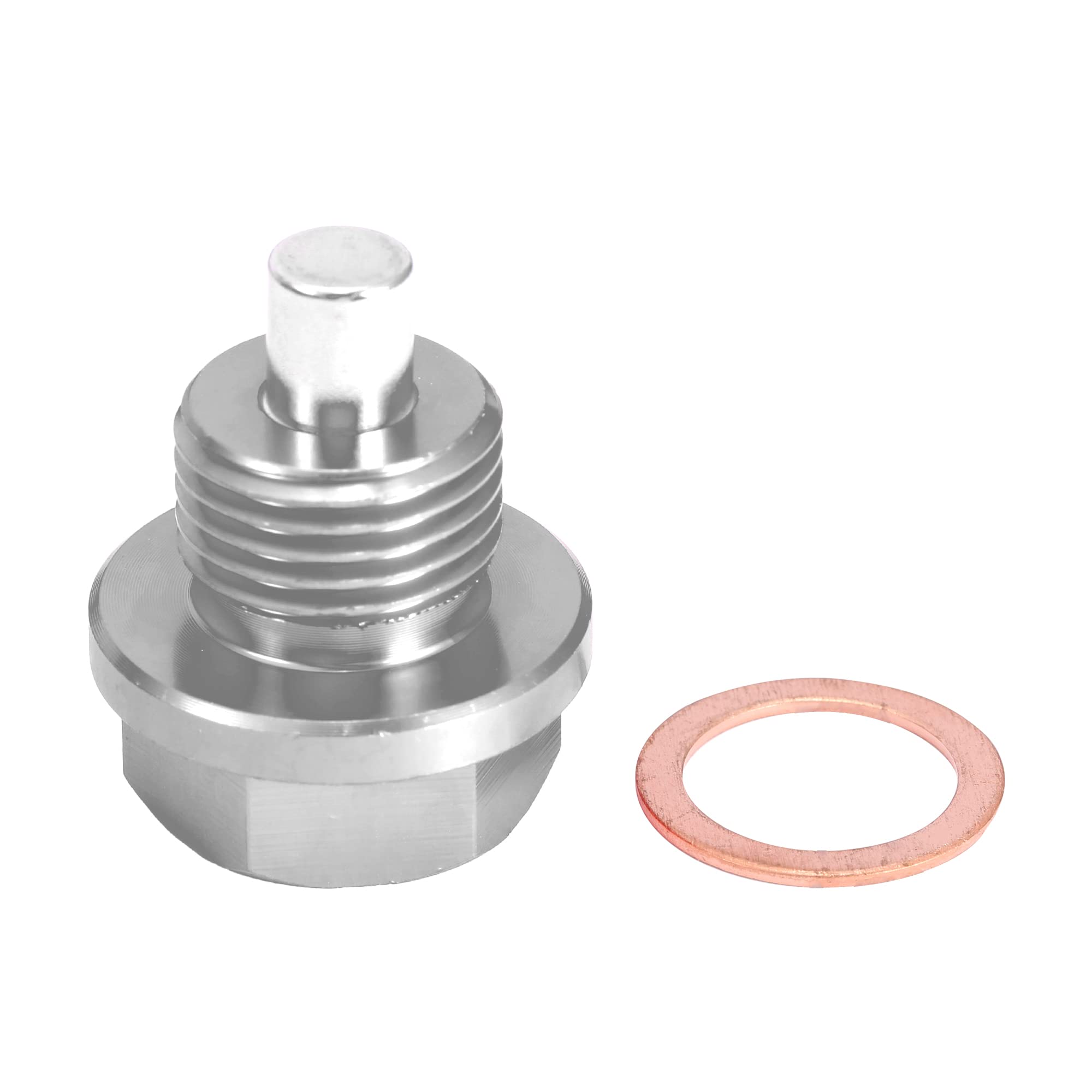 A ABSOPRO 2 Bouchon Vidange M16x1.5 Argenté Aluminium Aimant | Argenté, Aluminium, Avec Rondelle, Taille 28.5x24.6mm, Installation Facile, Remplacement Direct, Bonne Qualité
