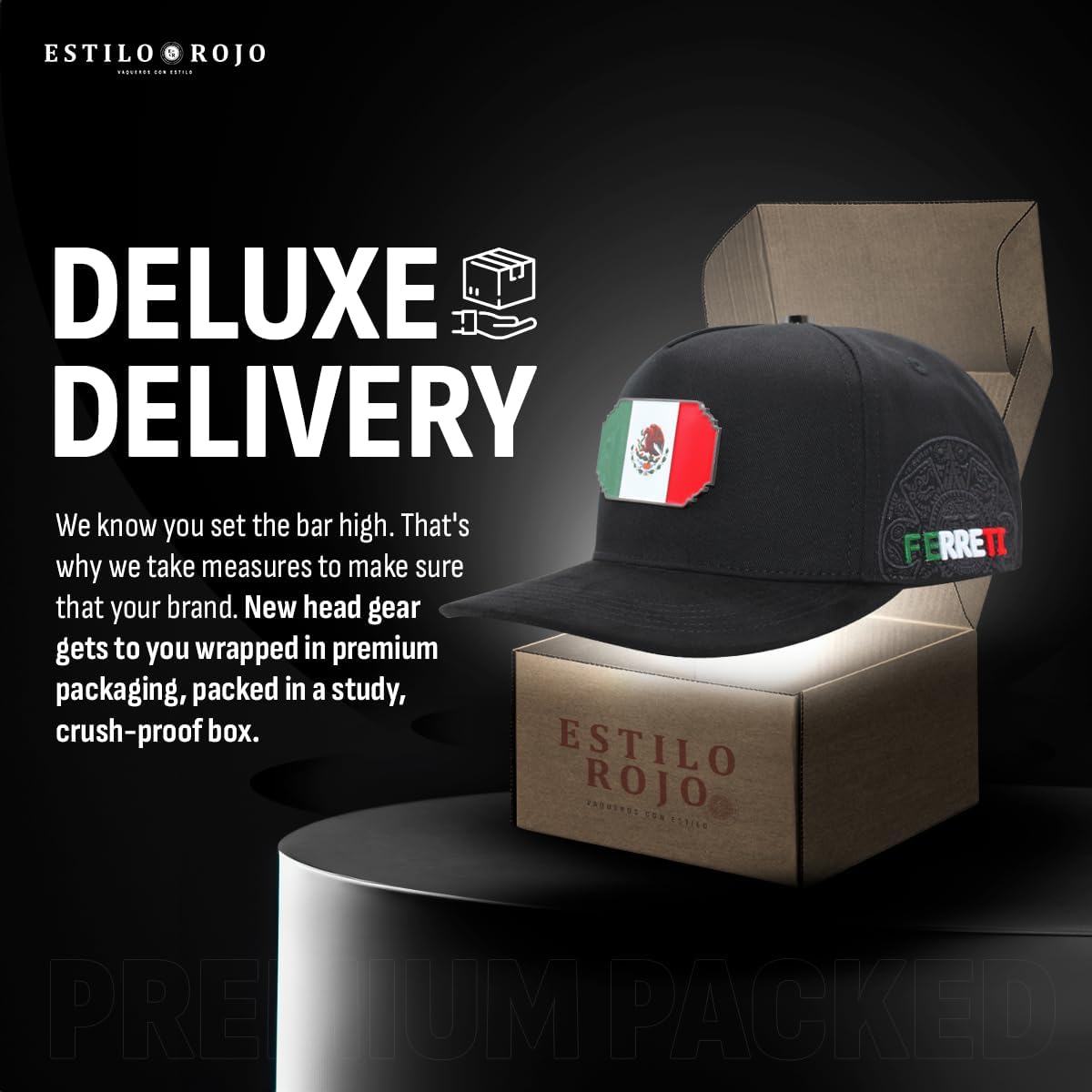 Ferreti Hats FT159 Mexico Baseball Hat for Men & Women - Gorra de Mexico Premium Ajustable, Gorras para Hombre Originales - Black Baseball Cap