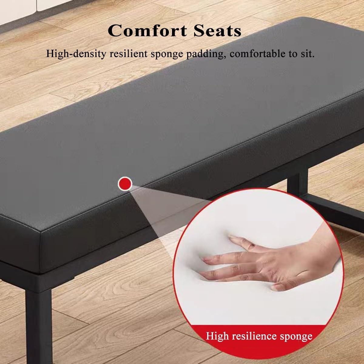 Banc Ottoman Rembourré pour Entrée Banc Moderne pour Chambre À Coucher Repose-Pieds pour Lit Ottoman pour Salon Repose-Pieds en Cuir pour Canapé(Nero,80cm)