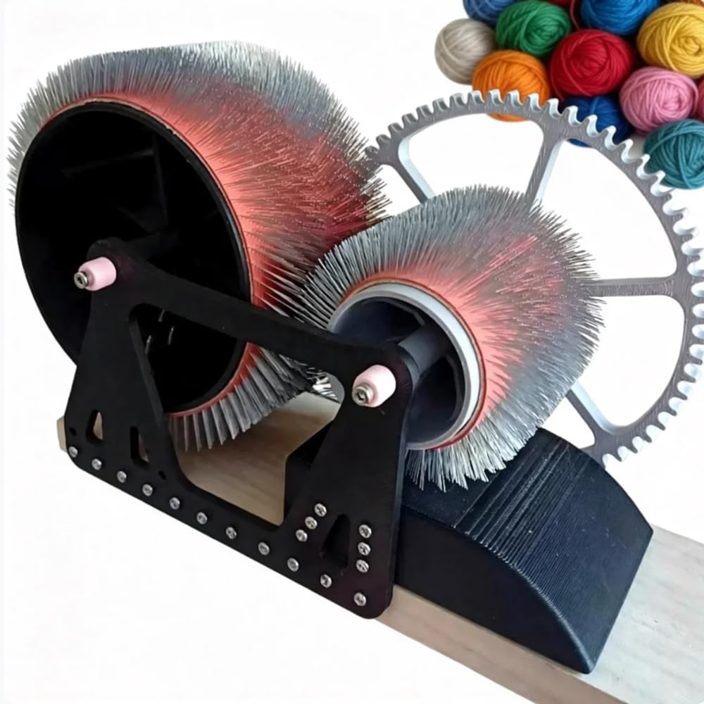 Máquina De Cardado Manual De Lana con Manivela,Base De Madera | Cardador Manual De Tambor Para Mezclar,Peinar,Hilar,Elimina Impurezas Fibra,Manualidades Fibra Lana