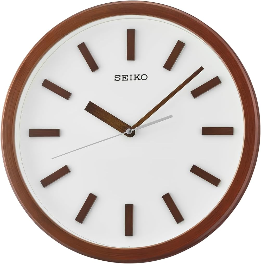 SEIKO QXA859GRH Non Ticking Wall Clock, Gold, 14.5 Inches