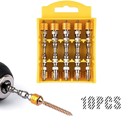 PH2 - Destornillador eléctrico de doble cabeza, cabeza cruzada PH2, vástago hexagonal de 14 de pulgada, collar magnético, puntas de destornillador