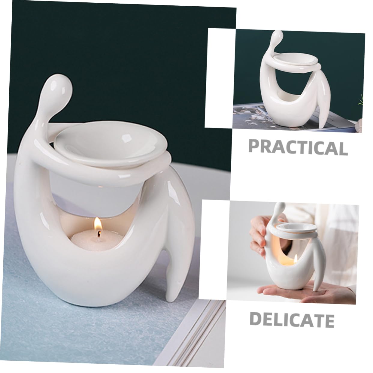 1pièces Brûleur Huiles Essentielles Céramique pour Aromathérapie Diffuseur Décoratif De Parfum pour Bougie Et Éclairage Ambiance pour Chambre Et Bureau Design Élégant Et