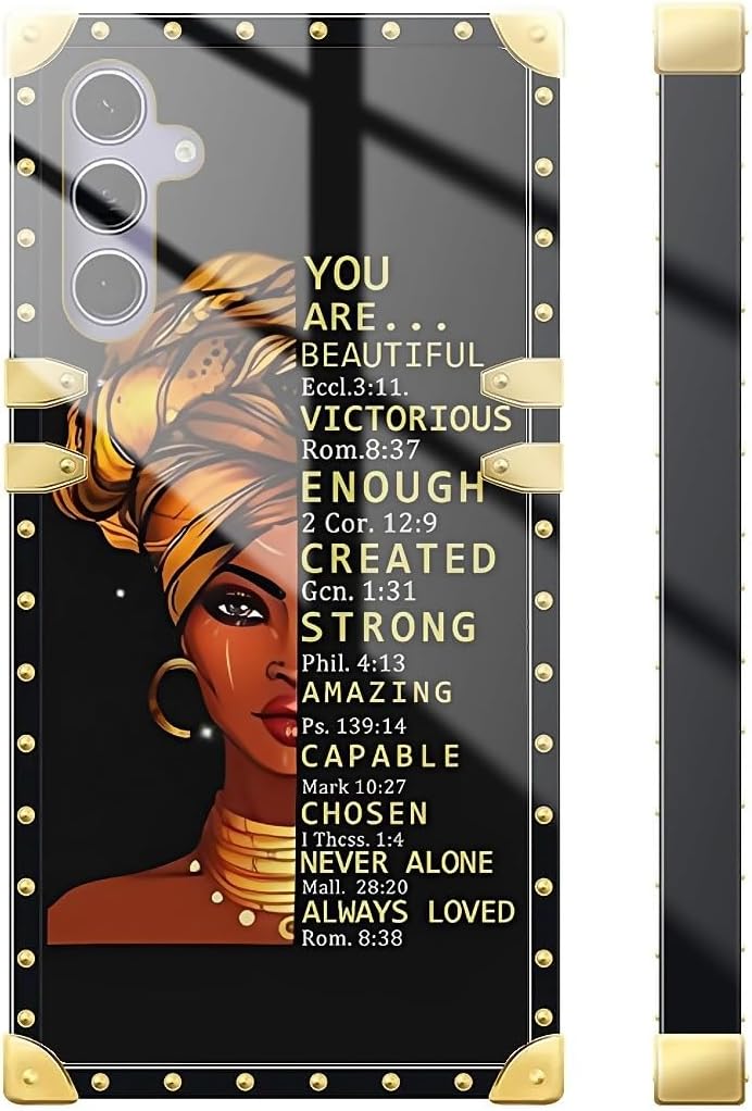 DAIZAG Compatible with Samsung Galaxy S24 Case,Black Girl in The Hijab Golden Decoration Soft TPU Protective Shell Cover Anti-Scratch image 3