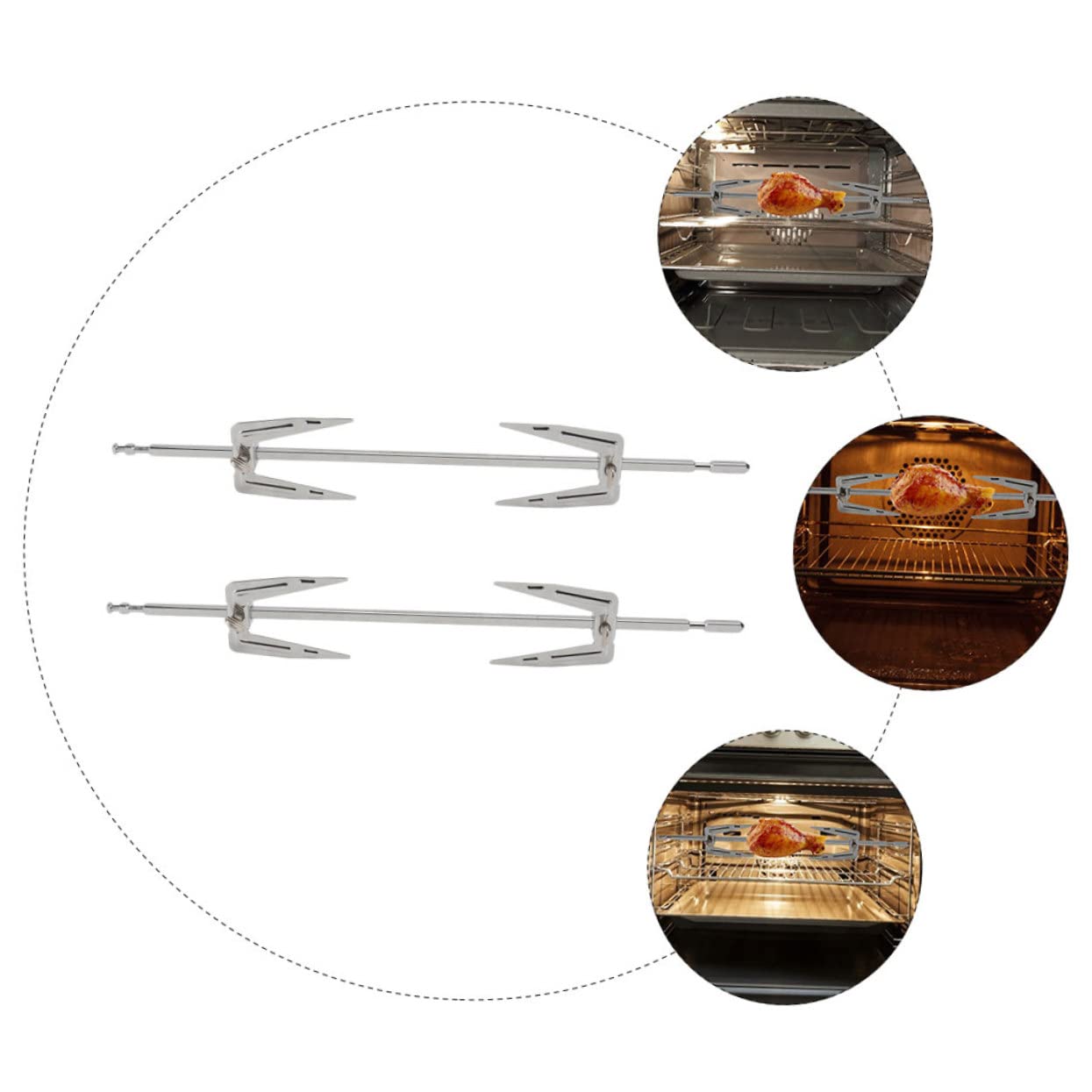 PRETYZOOM Chicken Rotisserie Fork Set 2 Pcs Stainless Steel Grill Chicken Tools Rotisserie Forks