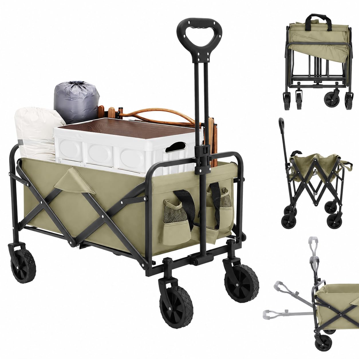 Carrello pieghevole con ruote e maniglia regolabile