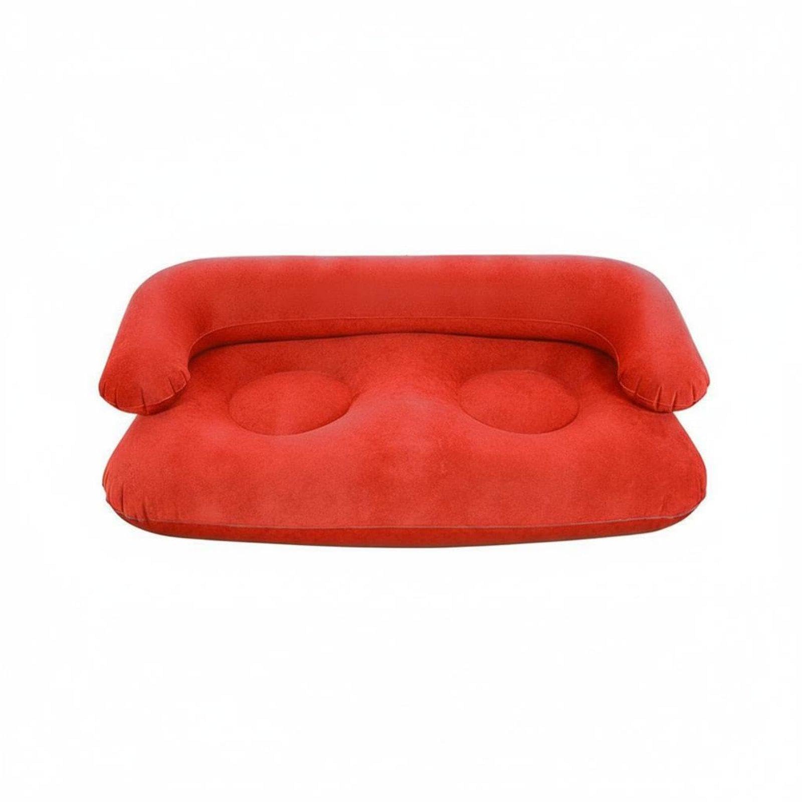 Flocked Inflatable Sofa ABS Flocked Inflatable Sofa Compact Storage Air Couch for Campers, Outdoor, Camping, Living Room Red Double OPP Bag-image-25
