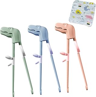 Dinosaur Training Chopsticks - Pairs Beginners Kids Chopsticks, Training Chopsticks for Kids, Reusable Chopsticks Learning Chopstick Helper, Pink, Green, Blue, Dishwasher Safe