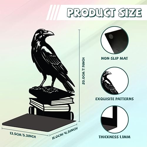 Miniatura 2 de Peacoblue Sujetalibros de metal para estantes, soportes de libro modernos y decorativos resistentes para estudio, oficina, escritorio, estante,