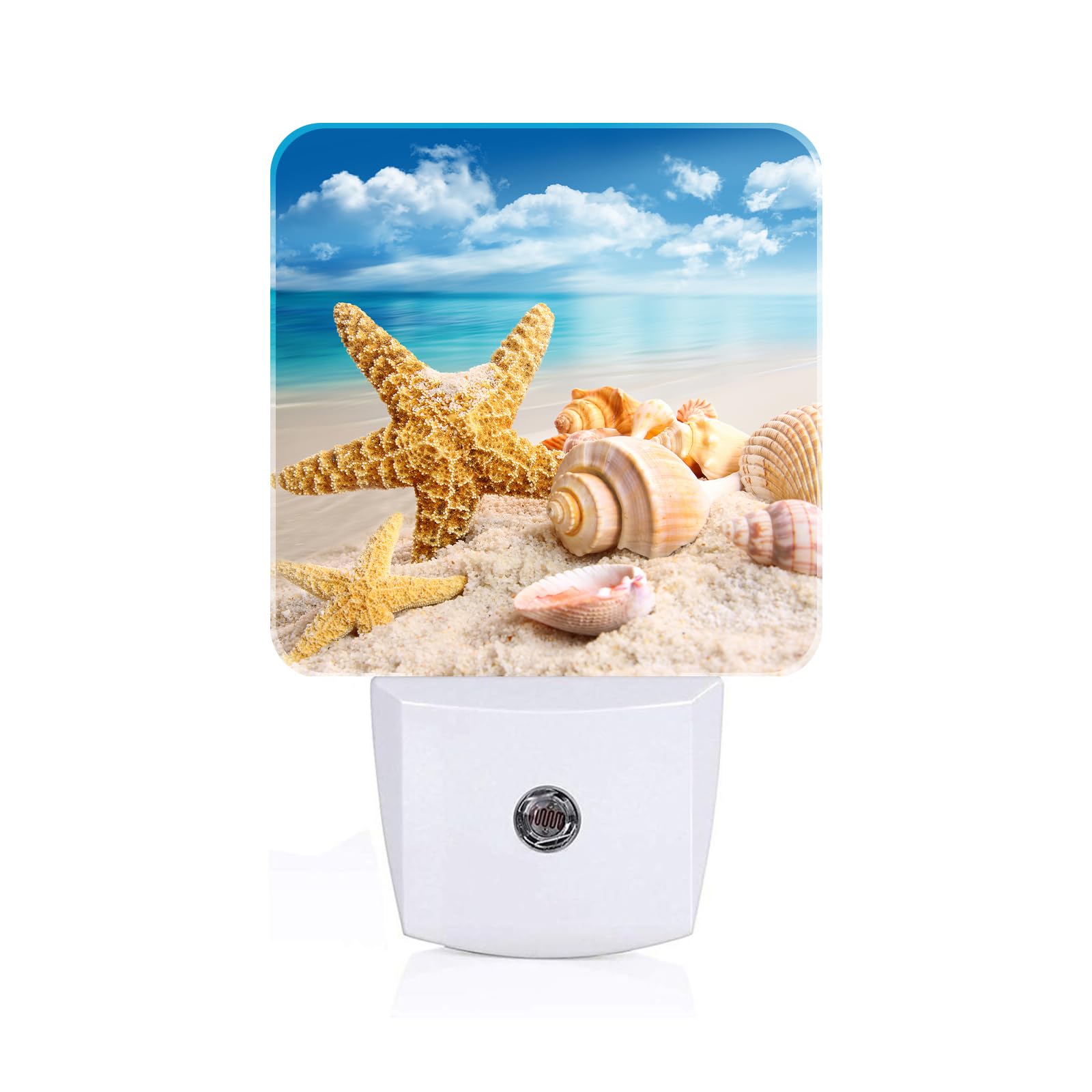FSHVQKD Beach Shell and Starfish Conch Night Light,Plug-in Nightlights Auto Sensor Night Lamp Dusk-to-Dawn Lamp Home Decor for Nursery Children Girls