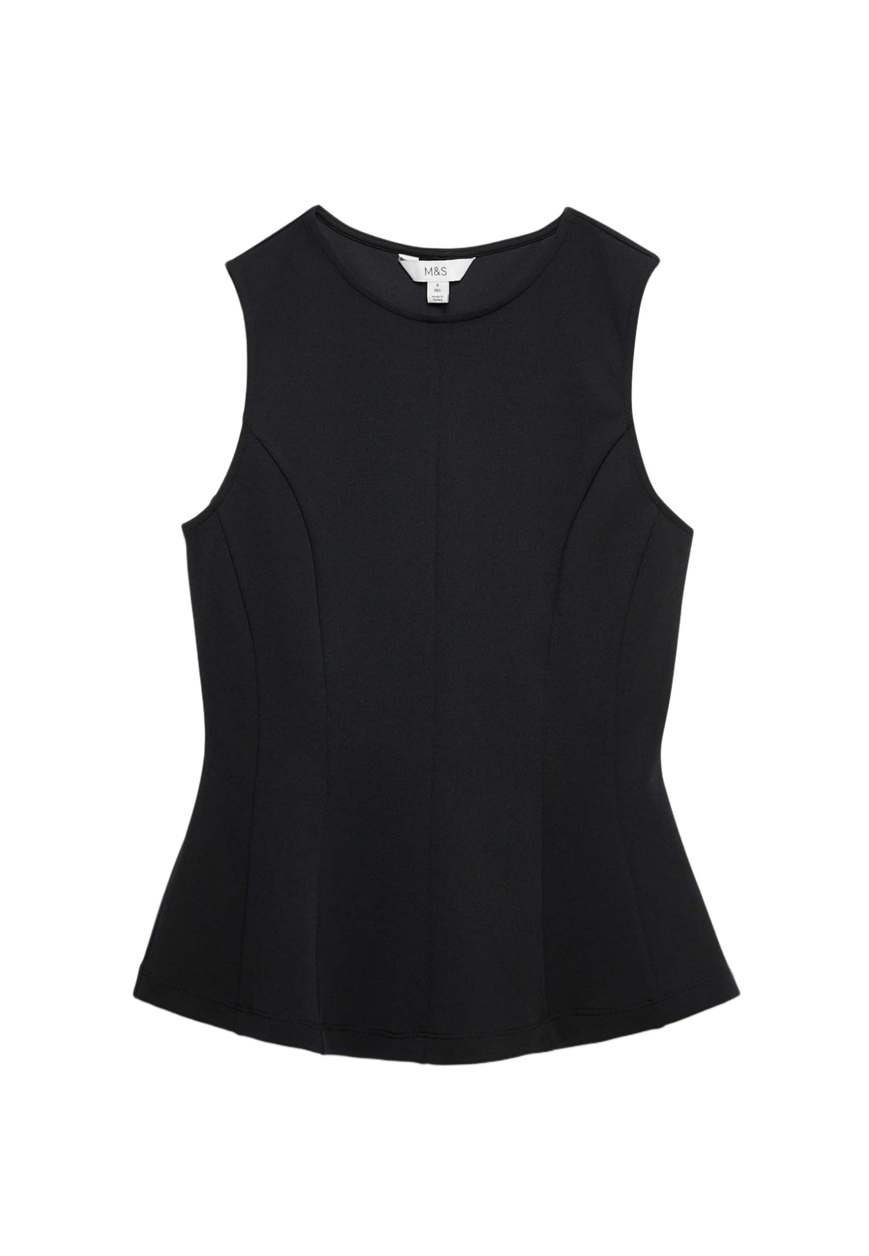 Marks & Spencer Haut Péplum sans Manches Ajusté Femme, avec Stretch