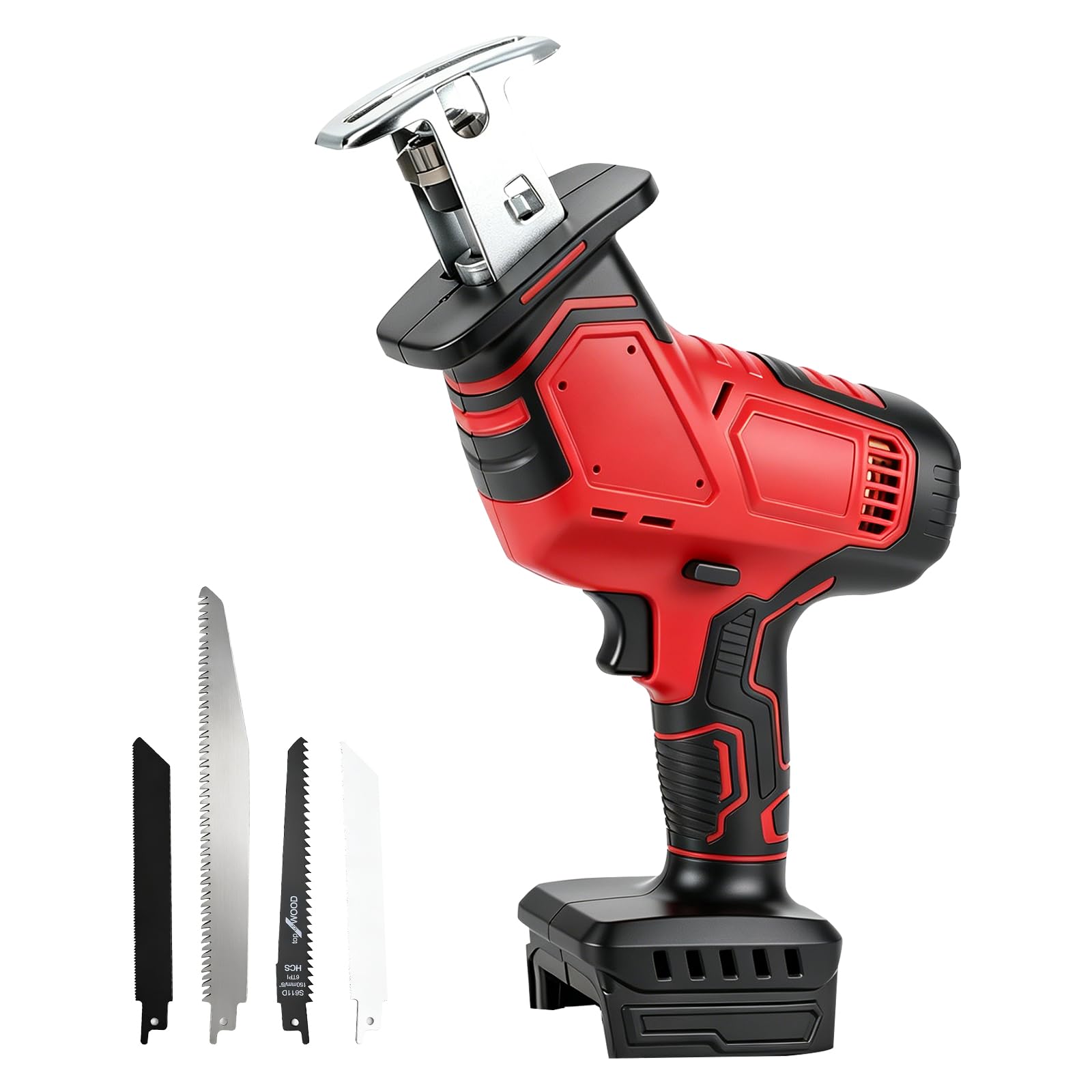 Sierra de sable inalámbrica compatible con Milwaukee, 0-2700 rpm de velocidad variable, sierra para madera inalámbrica (sierra eléctrica), incluye 4 hojas para cortar metal, madera y PVC