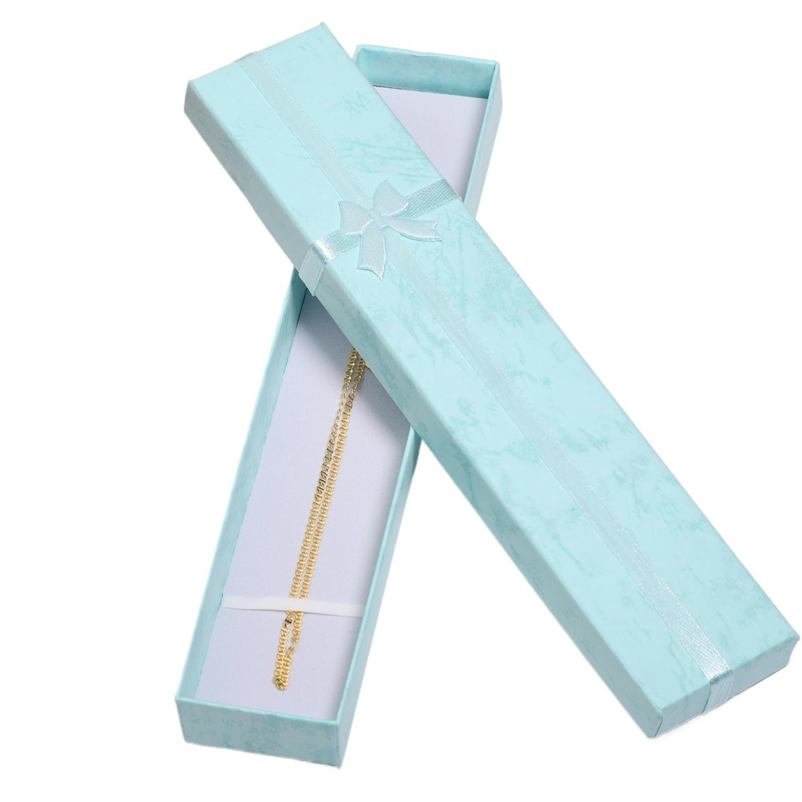 Qvorlth Small Gift Boxes 12PCS Elegant Bowknot Jewelry Box Earring Necklace Storage Paper Display Gift(Blue 21x4x2cm)