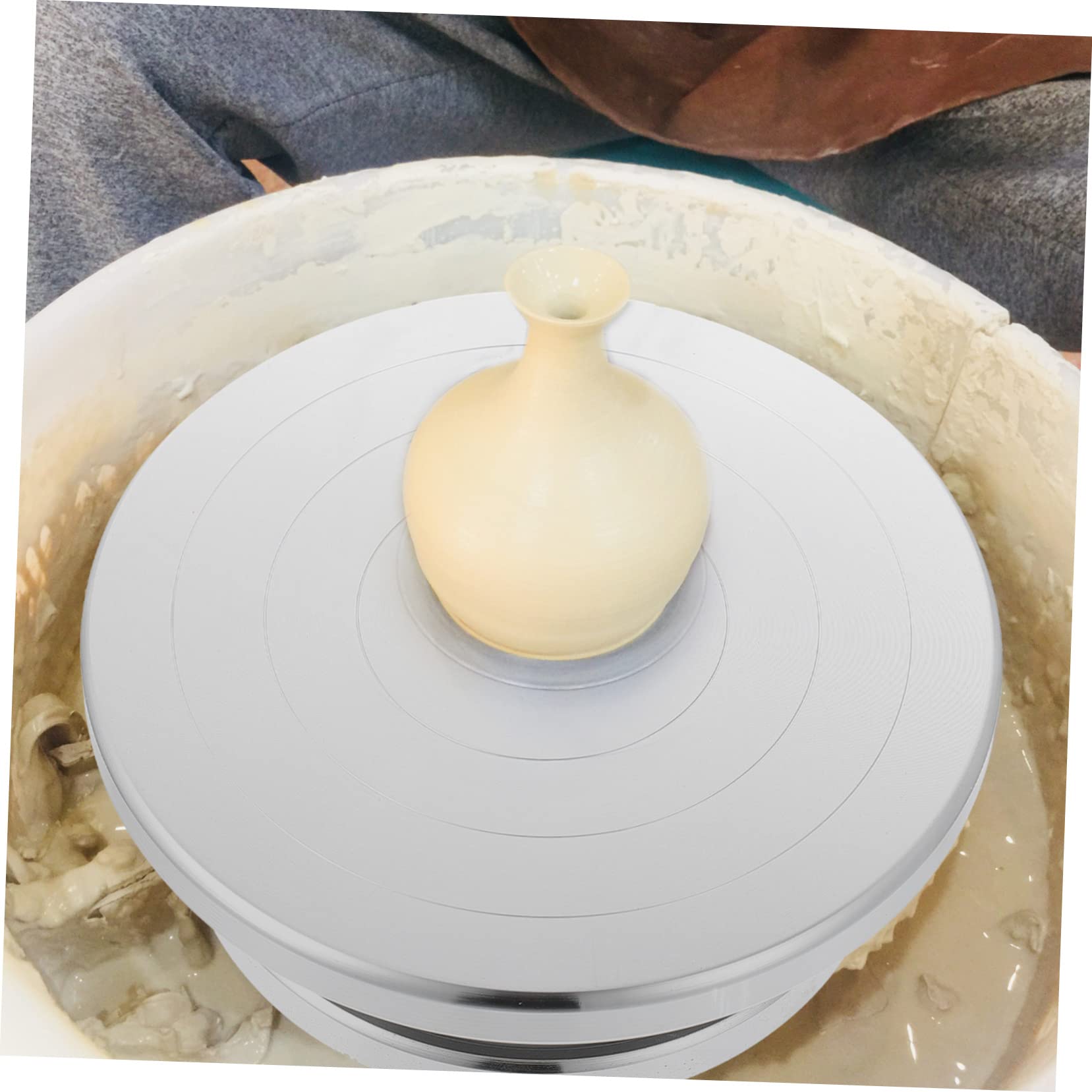 Tornio Manuale per Ceramica e Argilla, Piattaforma Girevole in Lega di Alluminio, Argento, per Lavori Creativi in Argilla