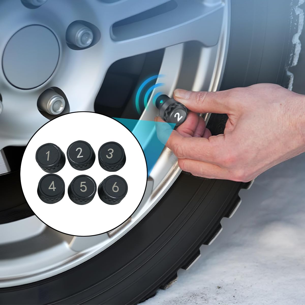 SYLEN Un ensemble de système de surveillance de la pression des pneus TPMS, surveillance de la pression des pneus de véhicule à 6 roues, charge solaire ou USB