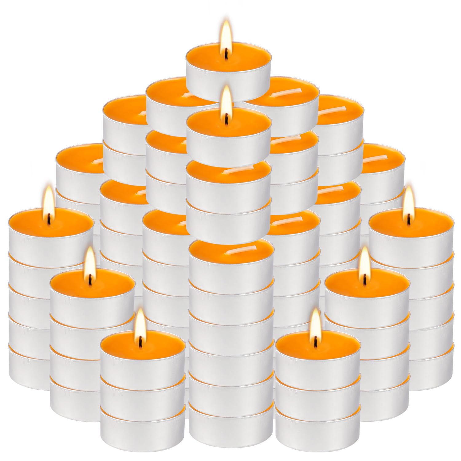 LIVEN 100 Pack Scented Tealight Candles 4 Hours, Winter Orange Aromatherapy Candles for Votive Home, Wedding Holiday and Emergency (Orange)