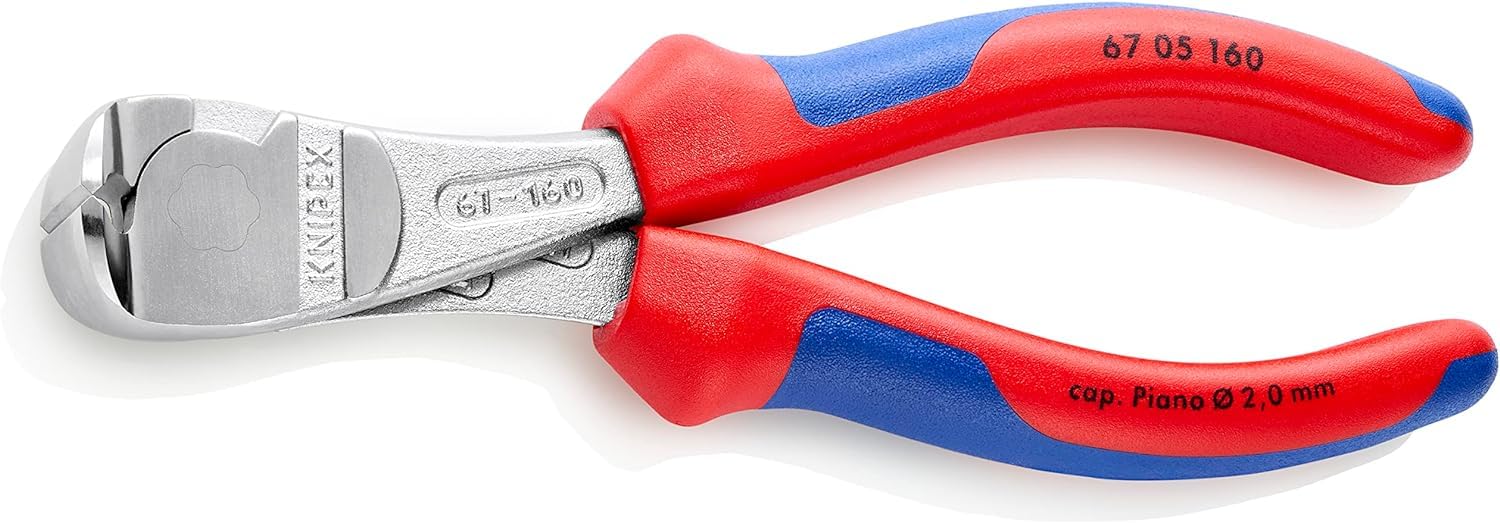 KNIPEX Kraft-Vornschneider mit Mehrkomponenten-Hüllen verchromt 160 mm 67 05 160