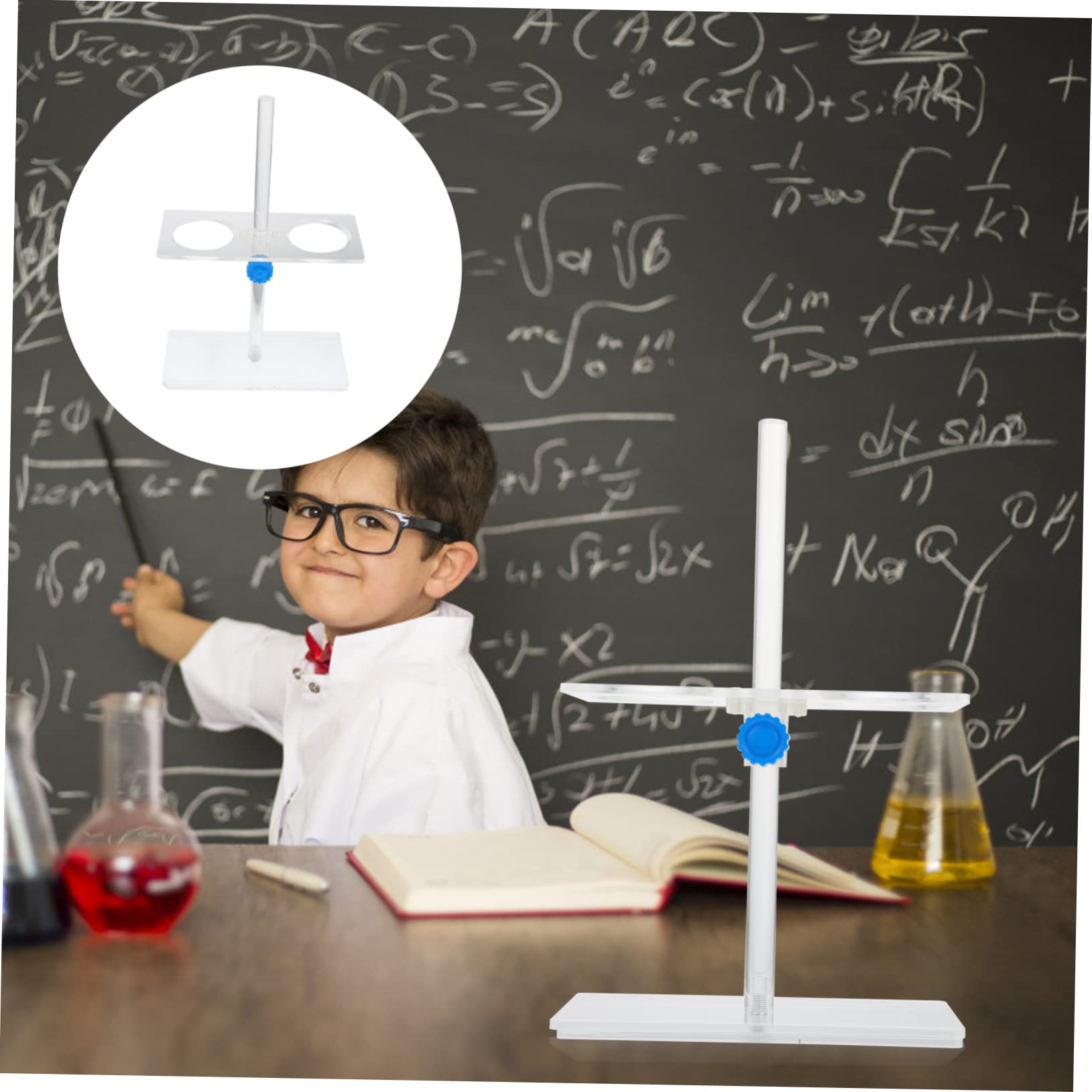 Acryl Trichterständer 2-loch mit Höhenverstellbarem Trichterhalter Platzsparendes Trichtergestell für Schüler in Chemischen Laboren und Experimenten