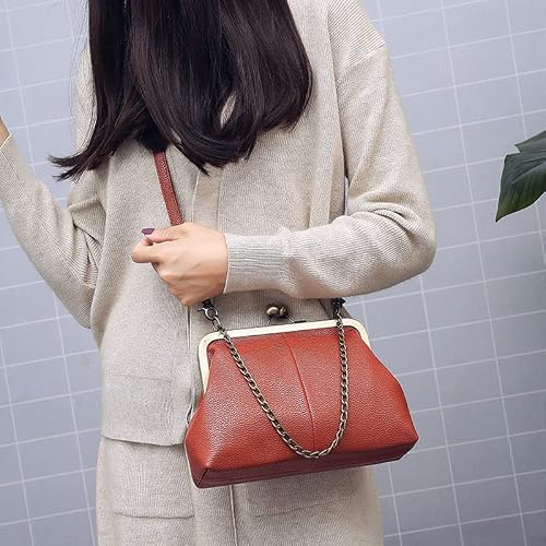 Abuyall Women Small Kiss Lock Handbag Fabric Evening Purse Chain Strap Crossbody Shoulder Bag Black #TOP5