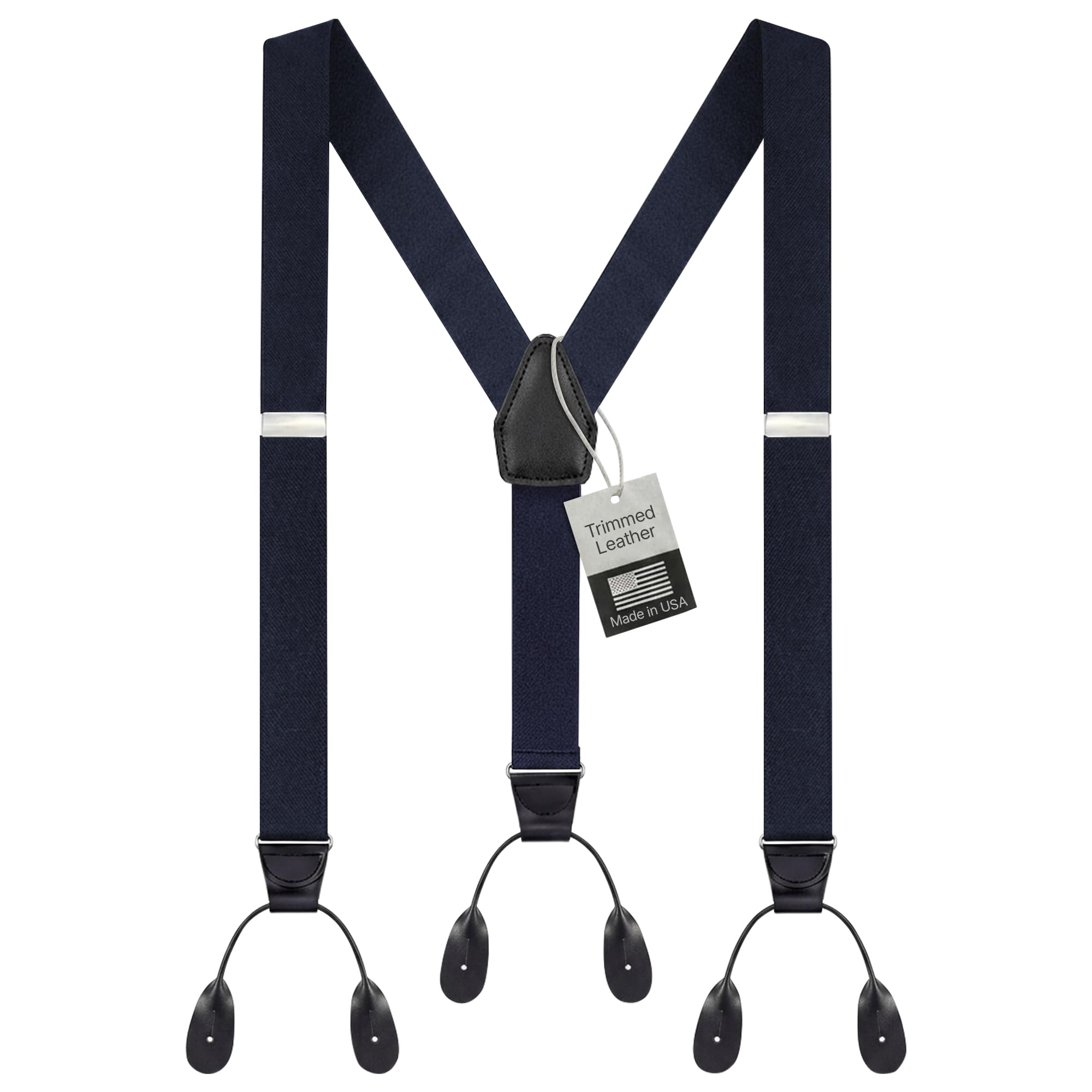 HOLD'EM Tuxedo Button Suspenders for Men – Mens Dress Suspenders Formal | 100% Genuine Leather | Made in USA | Regular &amp; Tall
