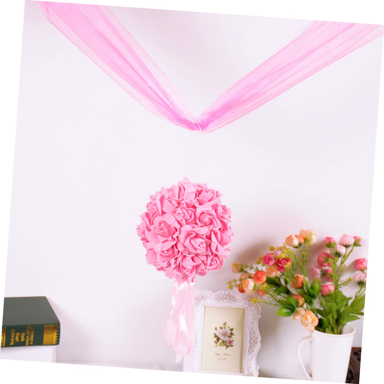 Levemolo 1pc Sheer Curtain Chiffon Silk Table Cloth Sheer Table Runner Curtains Sheer Tulle Curtains Ribbon Tulle Fabric Ribbon for Bouquet Sheer Ribbon Gauze Table Overlay Pink