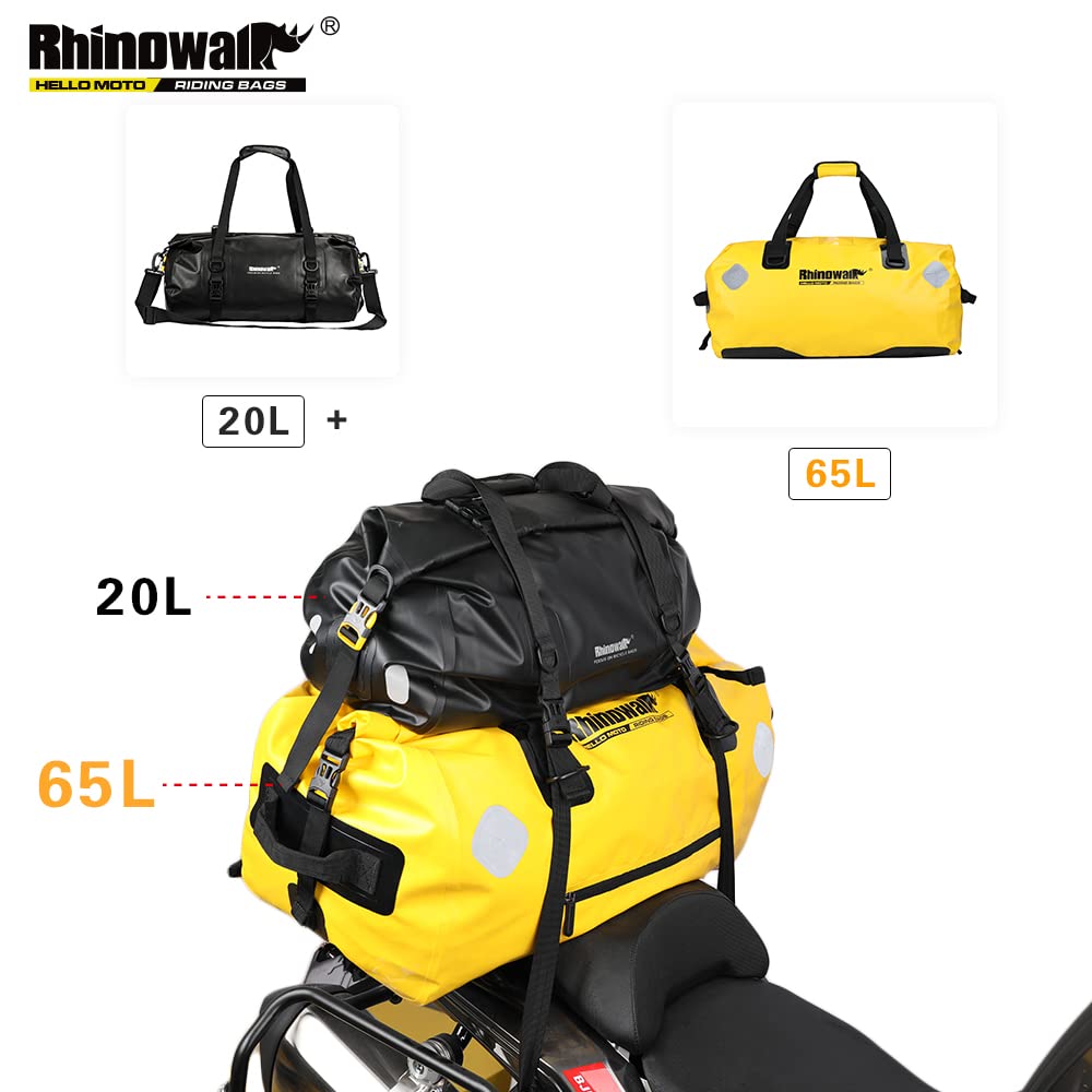 Rhinowalk Borsa per Moto Impermeabile, 20/45/65 L, da Viaggio e Posteriore