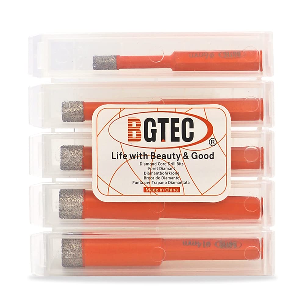 BGTEC Brocas de Diamante en Seco con Vástago Hexagonal para Baldosas de Porcelana, Cerámica, Mármol, Ladrillo, 5 piezas de Diámetro 6 mm
