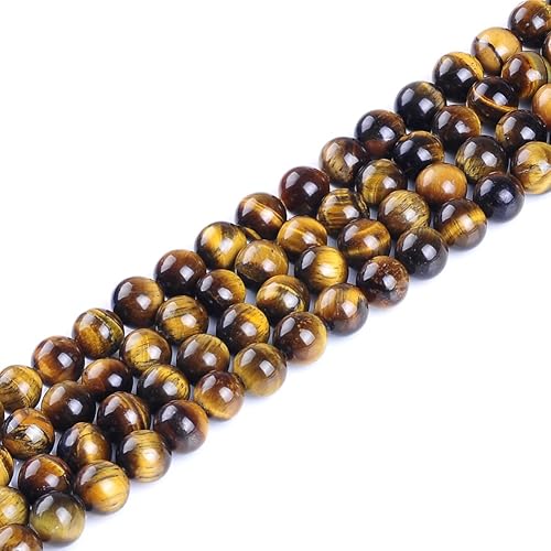 Cuentas de ojo de tigre amarillo para hacer joyas de 0.315in, cuentas redondas de piedra para pulseras, piedra jaspe natural, 46 piezashebras