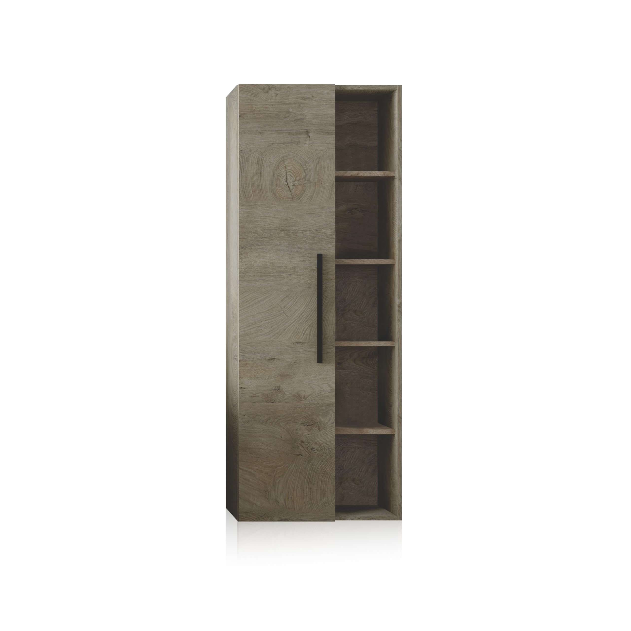 duehome | Columna de Baño Suspendido 1 Puerta con Estantes, Mueble Lavabo, Modelo Sense, Acabado en Color Roble Alaska, Medidas: 51 cm (Largo) x 135 cm (Alto) x 25 cm (Fondo)