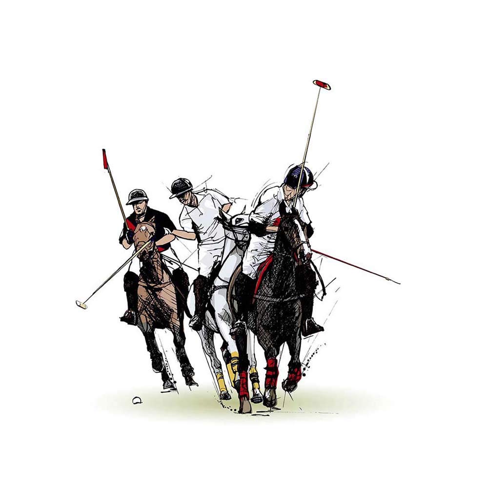 Wee Blue Coo Polo Illustration Sport Horses Unframed Wall Art Print Poster Home Decor