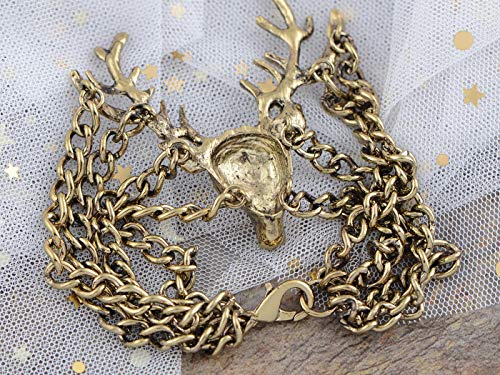 Alilang Golden Tone Vintage Antique-Inspired Deer Bangle Chain Cuff Bracelet4