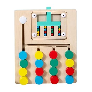 Little Mind Wooden Color Sorter 4X Maze Learning Colour and Pattern Matching Montessori Slide Puzzle Game for Kids, Multicolor 3+ (4 Sorter)
