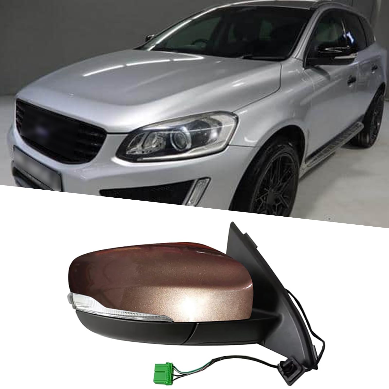 Passenger Side Mirror Fit for 2013-2018 Volvo XC60 Side Mirrors Assembly for Volvo XC60 Accessories Side Mirror Replacement Rear View Mirror Side Door Mirrors (12 Wires)