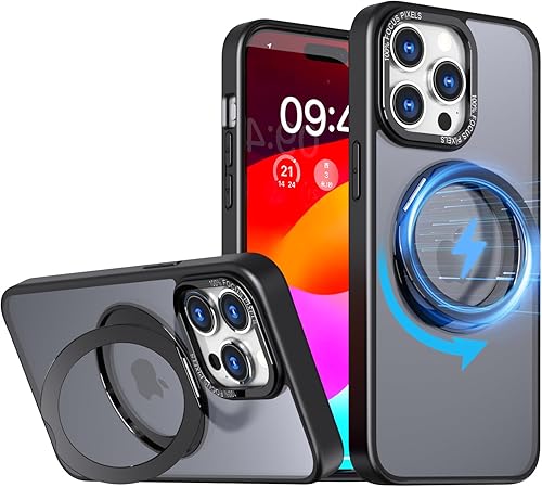 Funda magnética para iPhone 13 Pro Max compatible con Magsafe, grado militar, a prueba de golpes, mate, delgada, con soporte de anillo magnético