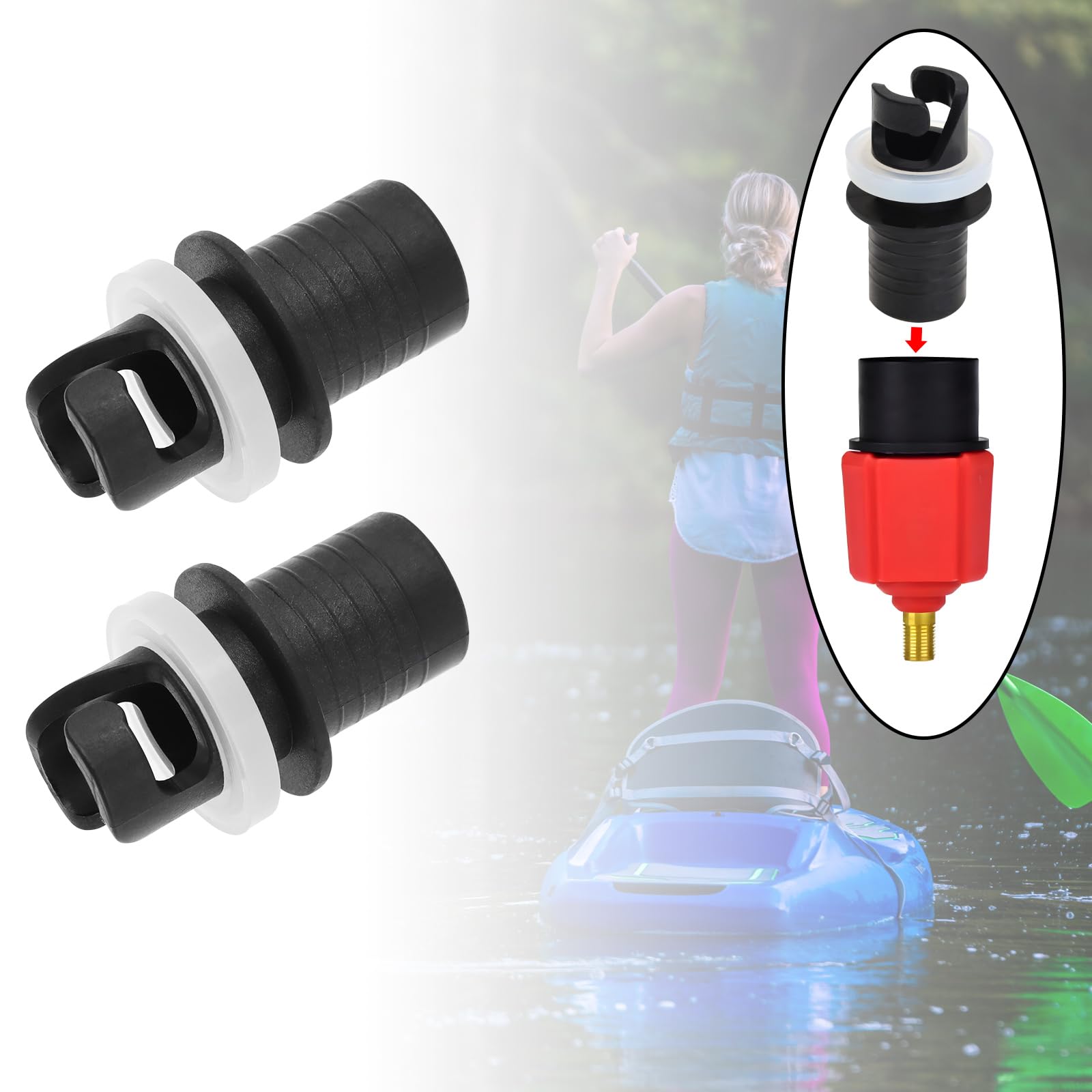 OTOTEC 2Pcs Inflatable Boat Valves Hose Adapter Connector Sup Pump Adaptor Surfboard Accessory Leakproof Kayak Air Valve Connector