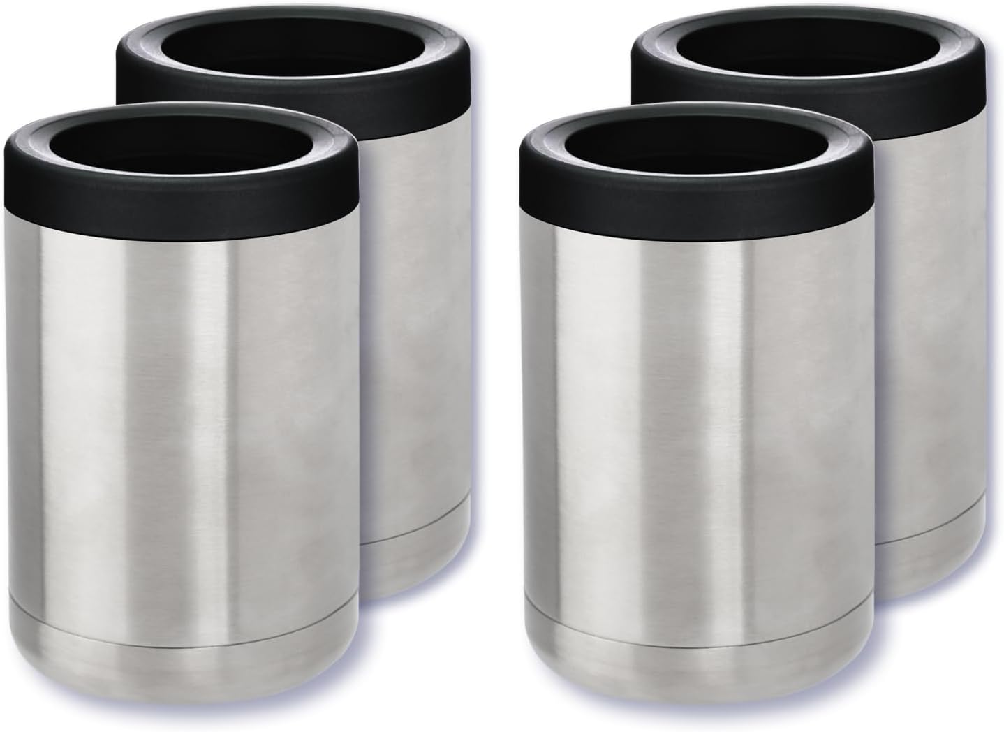 Thirsty Rhino Blok, 12 oz Stainless Steel Beer Can & Bottle Holder Can Cooler Insulator, Double Wall Vacuum Insulated, Set of 4 (Silver)