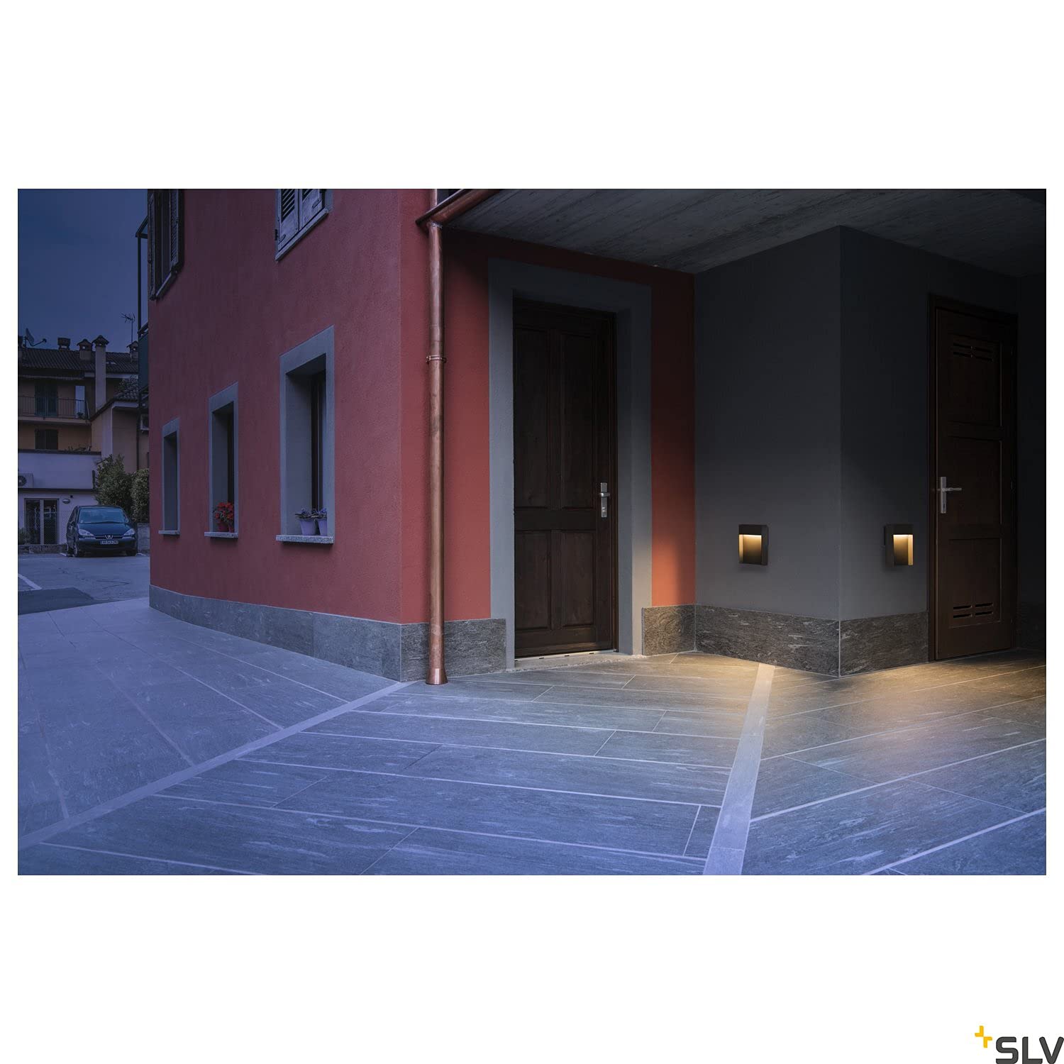 SLV LED Wandleuchte FLATT für die Außenbeleuchtung von Hauseingang, Wänden, Wegen, Terrassen, Fassaden, Treppen | LED Wandlampe, Aussenleuchte, Gartenlampe // CCT Switch (3000K/4000K), 460 Lumen, 14W