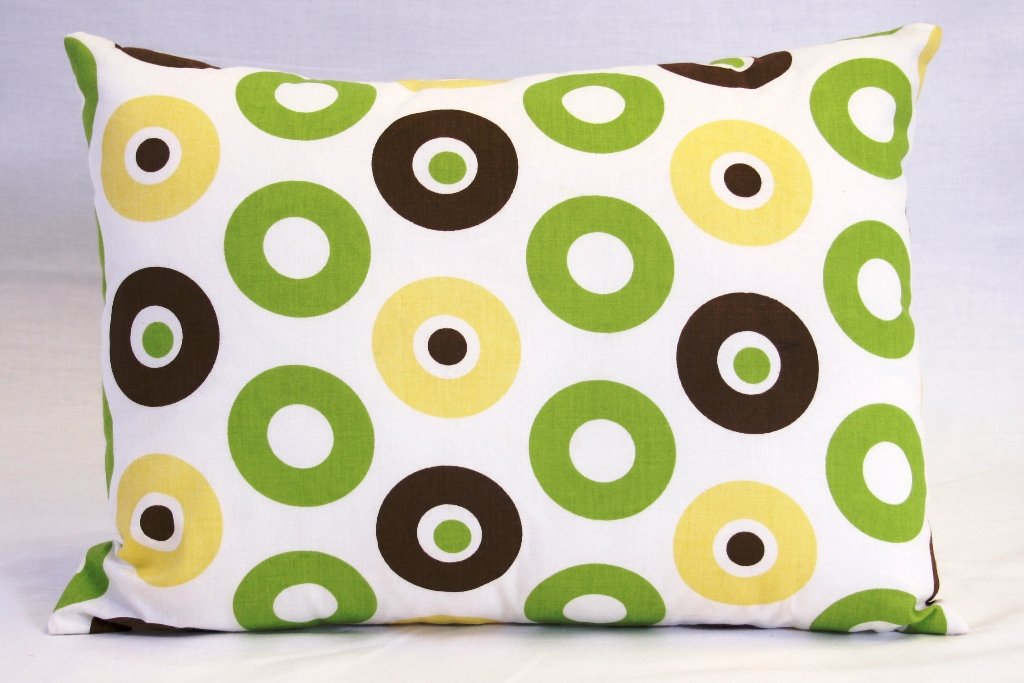 Bacati - Mod Dots/Stripes Green/Yellow/Choco Decorative Pillow 12 x 16 inches