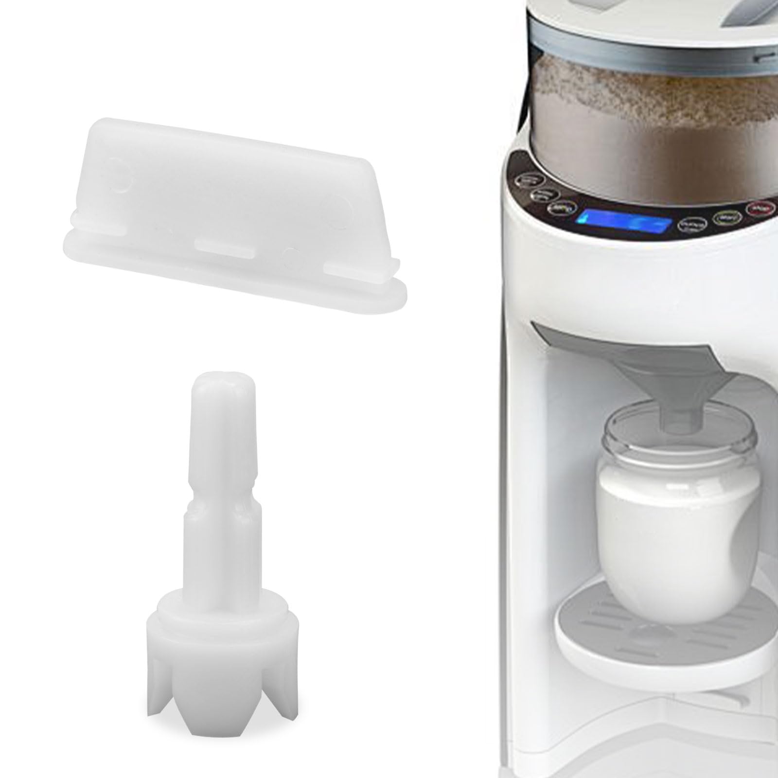 2pcs Replacement Parts Compatible with Baby Brezza FRP0046 Formula Pro Advanced Maker, Axle Stem & Silicone Scraper Funnel Filter Accessory (Attach to Locking Cover)