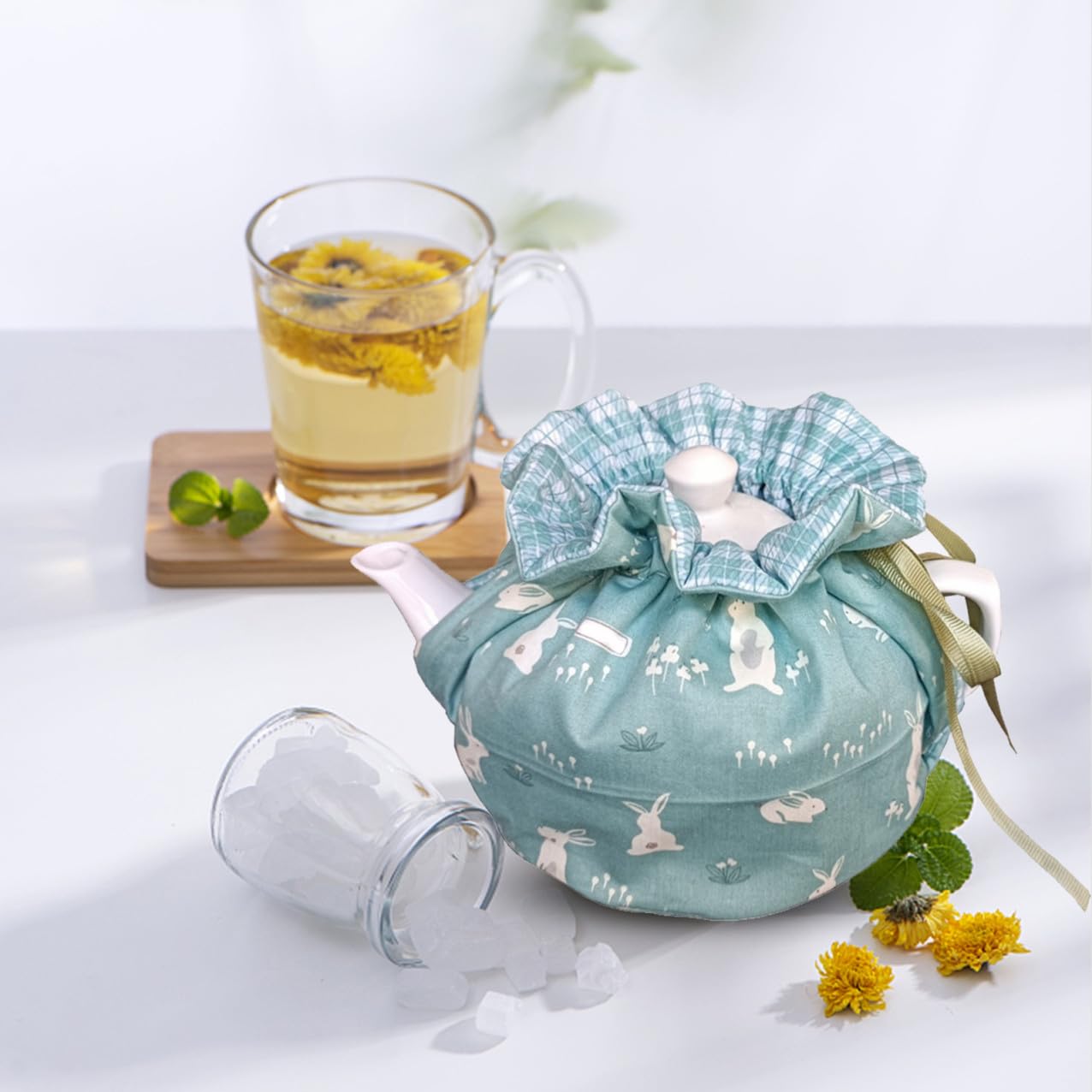 Cabilock 5 Pièces Grand Couvre-Théière pour Théière Isolée: Couvertures Thermiques 100% Coton en Ouate Extra Épaisse pour Garder Au Chaud Le Cadeau De Noël