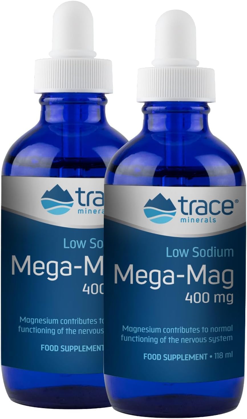 Trace Minerals Mega-Mag magnesium | 400 mg magnesiumchloride | dubbelpak 2 x 118 ml | ondersteunt spierontspanning & energie | glutenvrij & veganistisch