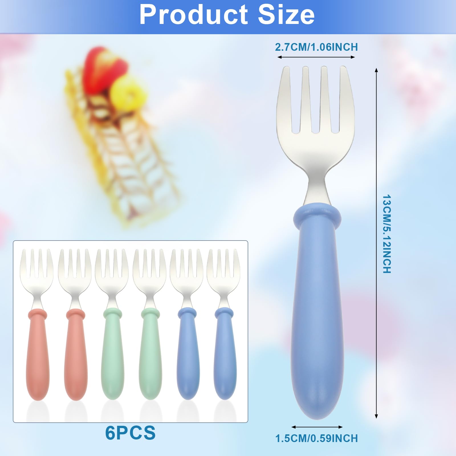 Set Posate Bambini In Acciaio Inox E Silicone - 6 Pezzi Anti-Soffocamento, Color Beige/Noce/Grigio