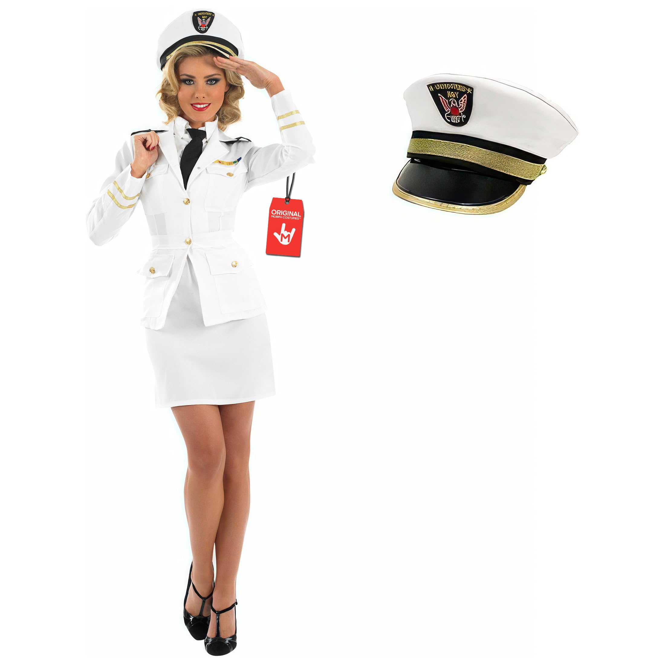 Fun Shack Navy Costume Women, Sailor and Navy Fancy Dress, Nautical Fancy Dress, Womens Officer Costume