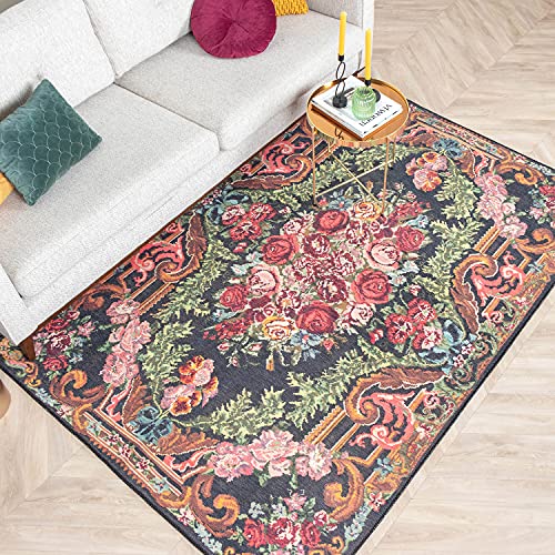 FRAAI Blumen Teppich - Estate Rosen Kelim Gold - 115x170cm - Baumwolle, Chenille - Flachgewebe - Geblümt, Rosen kelim… – Bild 5