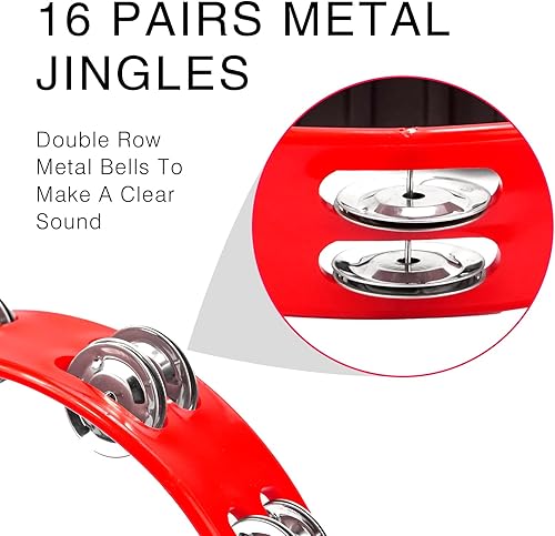 Miniatura 9 de Soulmate Pandereta de metal Jingles de mano de percusión de una sola fila de media luna pandereta para adultos instrumento musical regalo panderetas