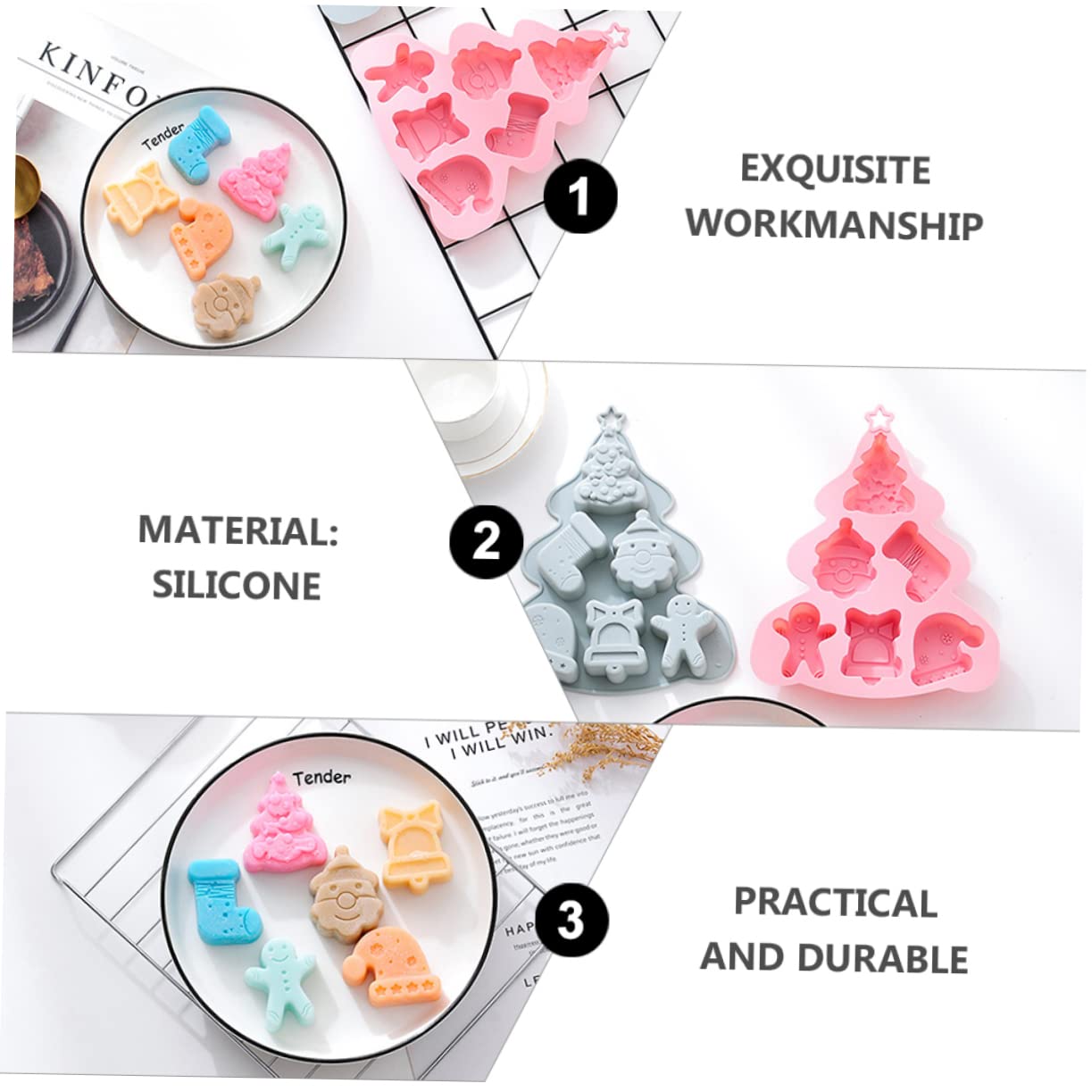ABOOFAN 6pièces Moule à Gâteau Moule Arbre De Noël Avec Cavités Pour Gâteaux Desserts Et Décorations De Noël