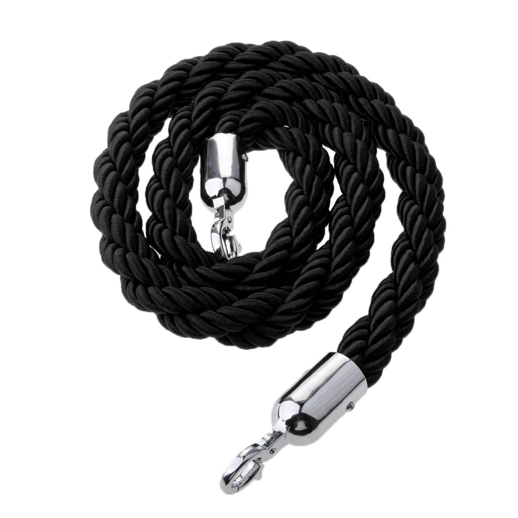 B Baosity Corde de Barrière Diviseur de Files d'Attente 1.5m Corde Torsadée Cordon Séparation pour Poteaux de Guidage - Noir