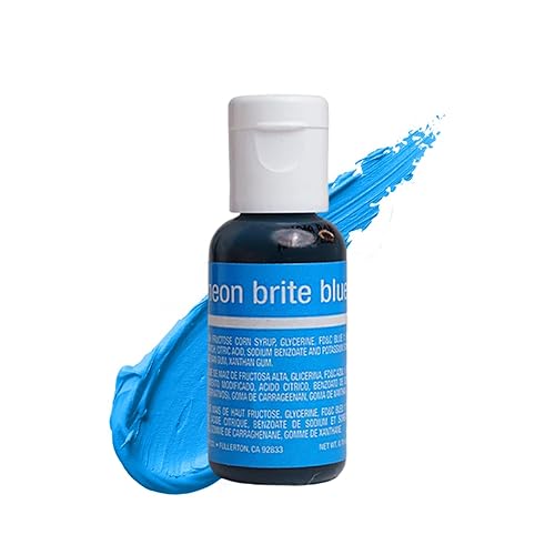 Chefmaster Neon Brite Blue Liqua-Gel Colorante alimentario Color vibrante Tinte de grado profesional para glaseado, glaseado, fondant hornear y