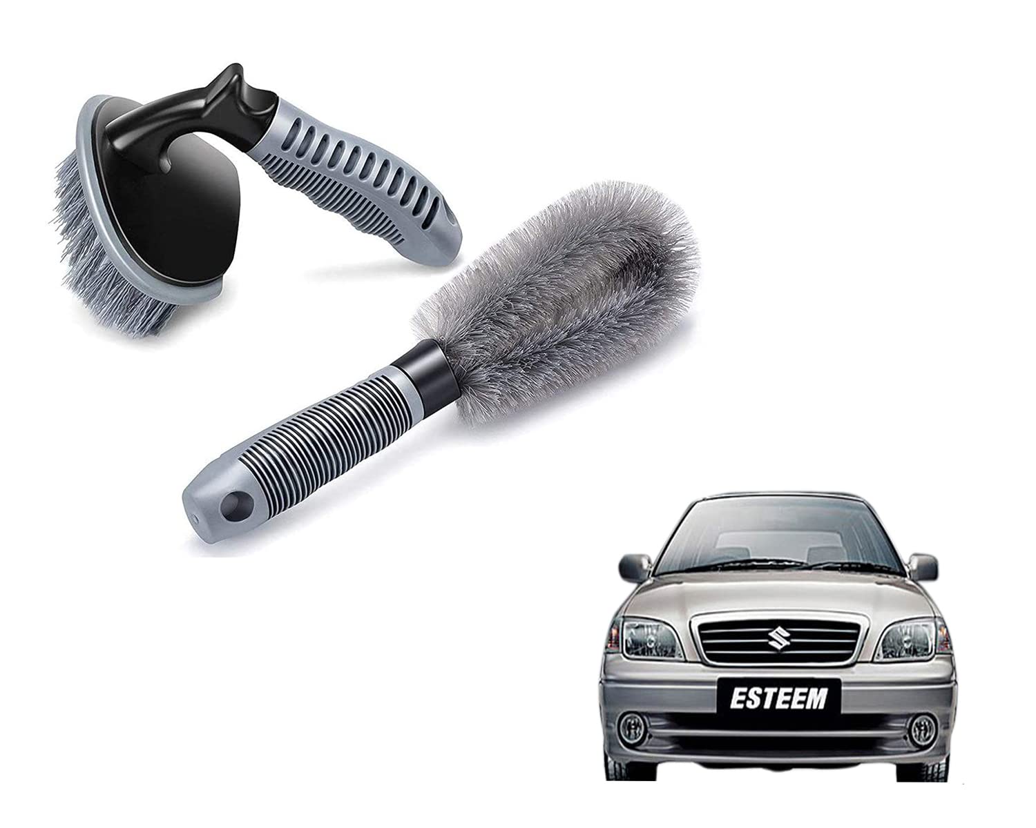 ABS 2 Pieces Wheel Tire Brush Set for Cleaning Wheels, Rim Cleaner for Maruti Suzuki Esteem-image-47