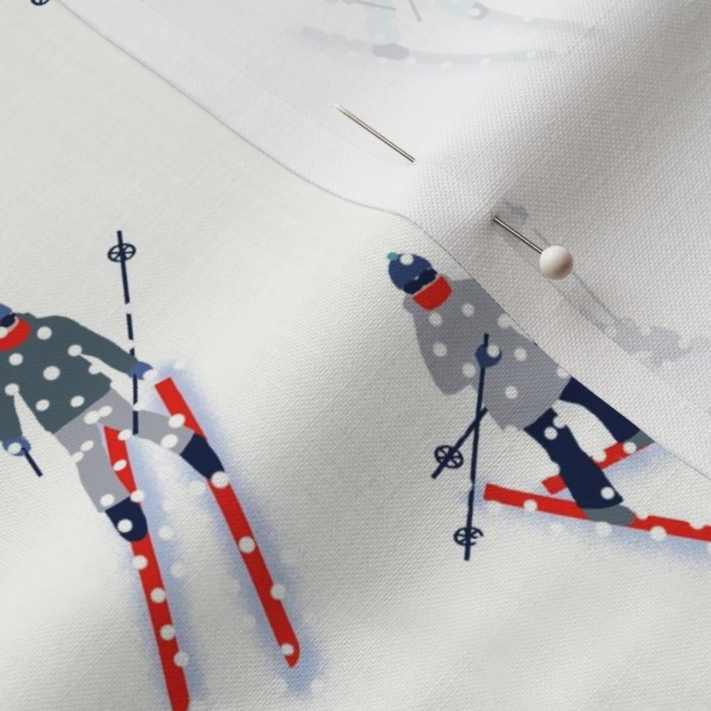 Spoonflower Fabric - Winter Snow Ski Holiday Primary Colors Sports Leisure Skiing Skiers Printed on Petal Signature Cotton Fabric Fat Quarter - Sewing Quilting Apparel Crafts Decor